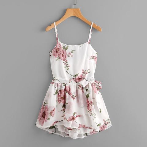 Stampa Floreale Casuale Tie Open Back Cami Romper