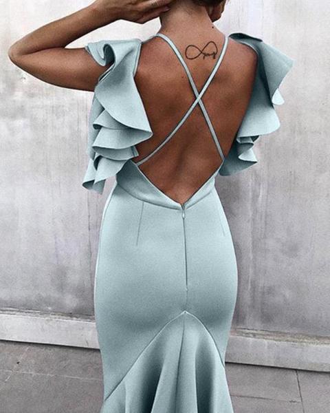 backless fishtail maxi dress