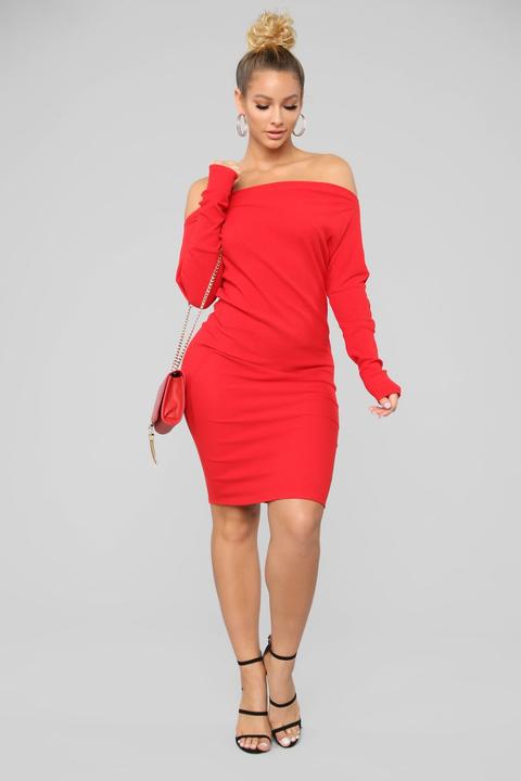 Sara Midi Dress - Red
