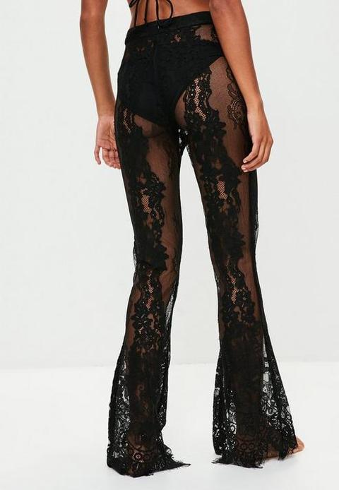 black lace beach trousers