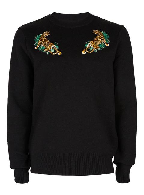 Black Tiger Embroidered Jumper