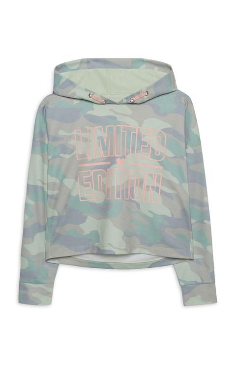 Older Girl Camo Crop Hoodie