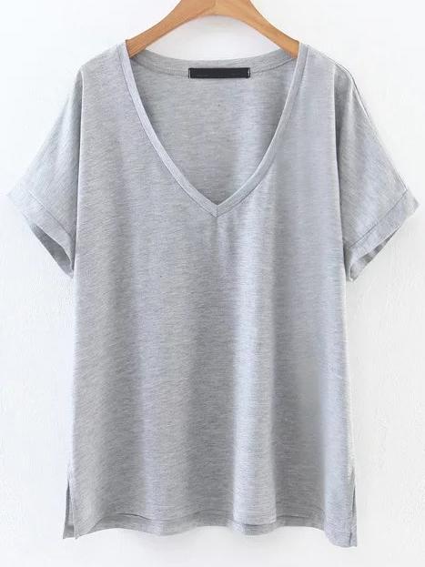 Camiseta Escote V - Gris