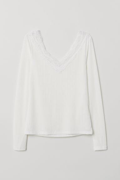 H & M - Top Con Dettagli In Pizzo - Bianco