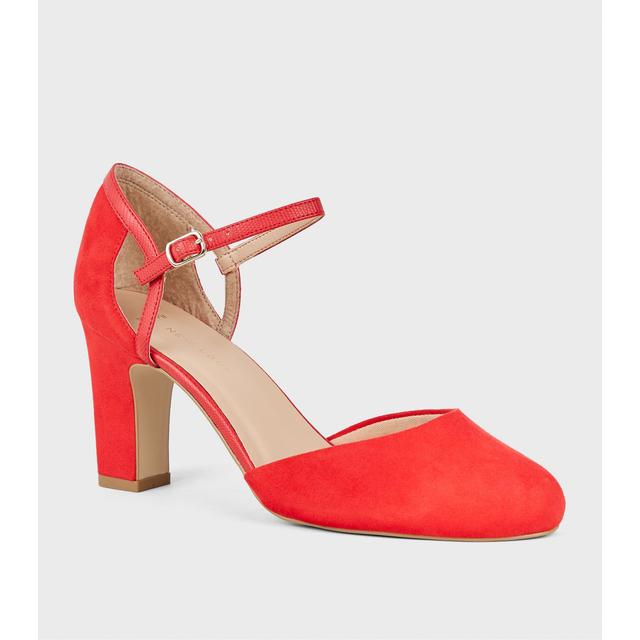 red block heels wide fit