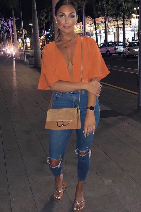 Orange Plunge Bodysuit - Florence