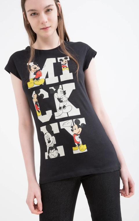 T-shirt Cotone Stampa Mickey Mouse