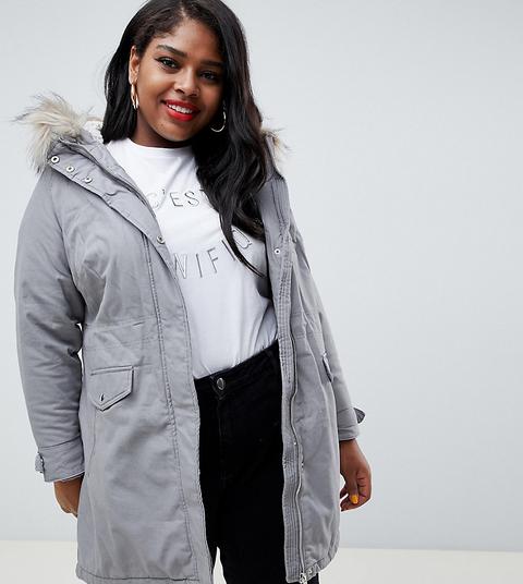 Parka Gris De New Look Curve