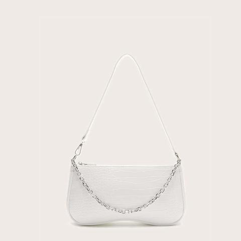 Croc Embossed Chain Baguette Bag