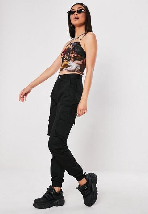 black plain cargo trousers