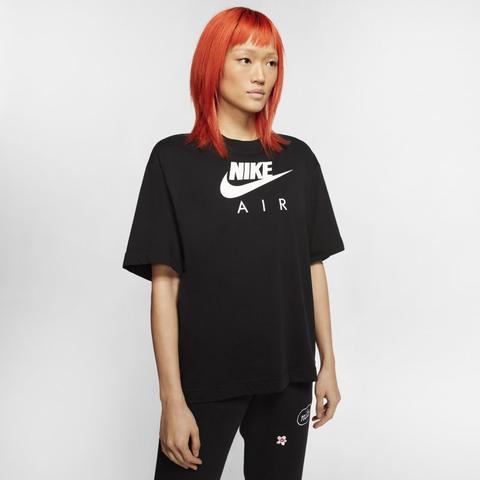 Nike Air Camiseta De Manga Corta - Mujer - Negro