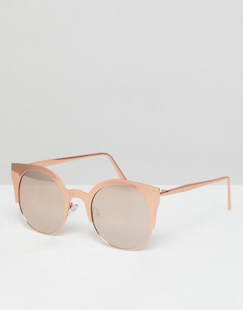 Asos Half Kitten Cat Eye Metal Sunglasses With Rose Gold Flash Lens - Rose Gold