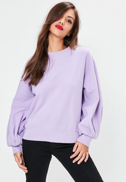 Purple Exaggerated Sleeve Sweatshirt