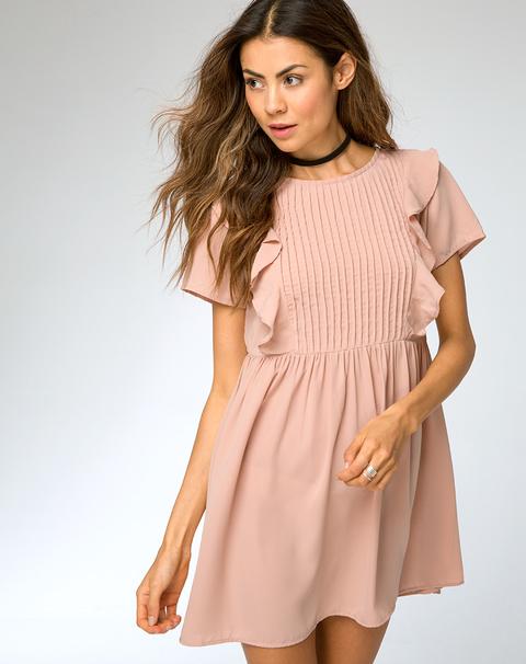 Ezra Babydoll Dress In Blush By Motel