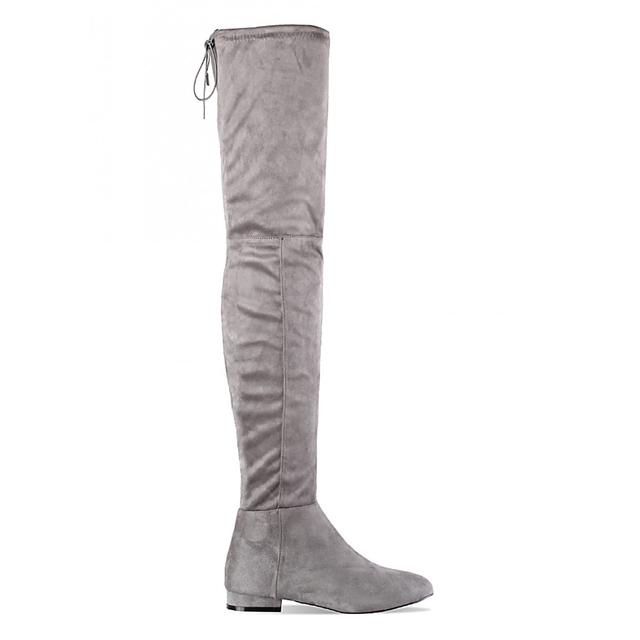 grey over the knee boots flat