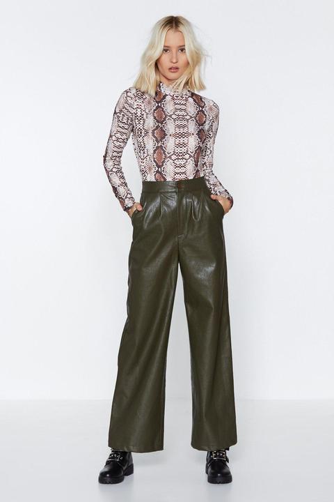 Faux Leather Together Wide-leg Pants