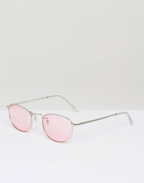 Asos Oval Round Sunglasses In Light Pink Lens