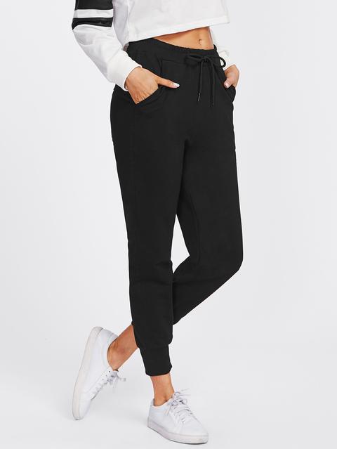 Pantalones Con Bolsillo De Cintura Con Cordón