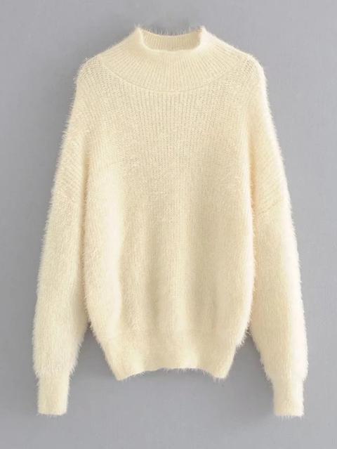 Drop Shoulder Fuzzy Jumper