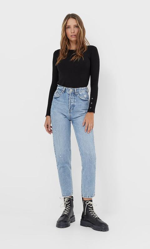 Stradivarius T-shirt À Manches Longues Femme Noir L