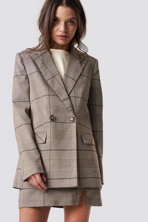 Emilie Briting X Na-kd Checked Blazer - Brown