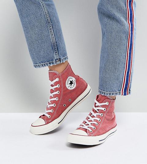 Zapatillas De Deporte Hi-top En Rojo Lavado A La Piedra Chuck Taylor All Star De Converse