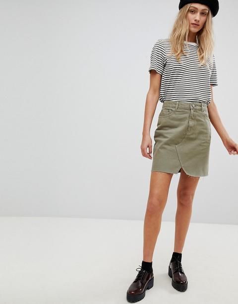 Minifalda Muy Corta Vaquera En Caqui De Asos Design