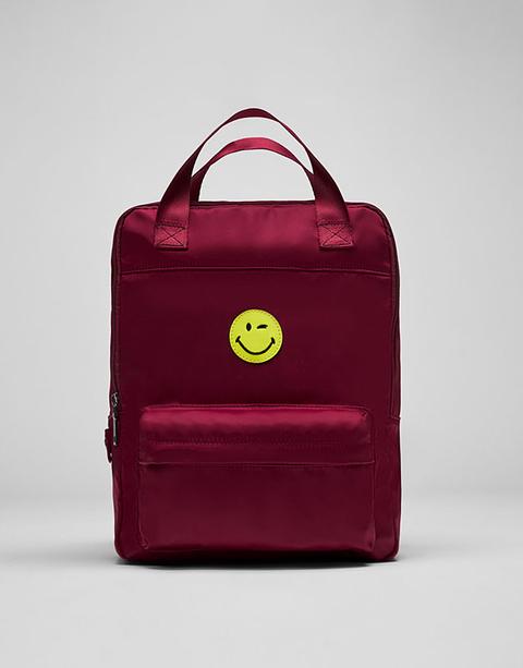 Mochila Smiley Tejido Fantasía Granate