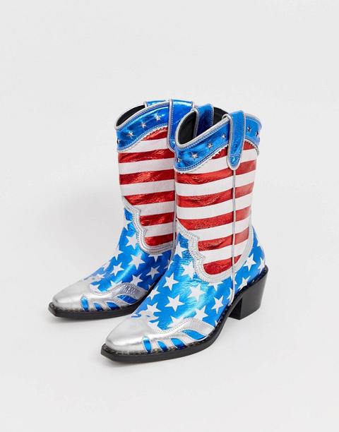 Botas Estilo Cowboy Con Estampado De Bandera Americana Gerda De Buffalo London-azul