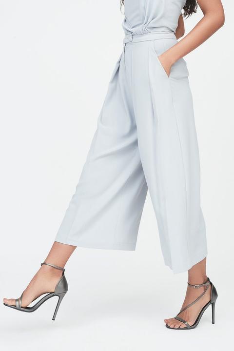 Wide Leg Culotte Trouser With Volume Pleating