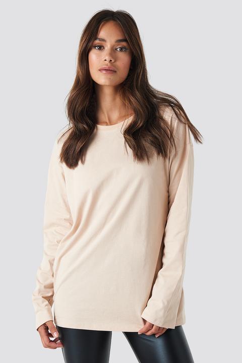 Na-kd Basic Unisex Long Sleeve Top - Beige