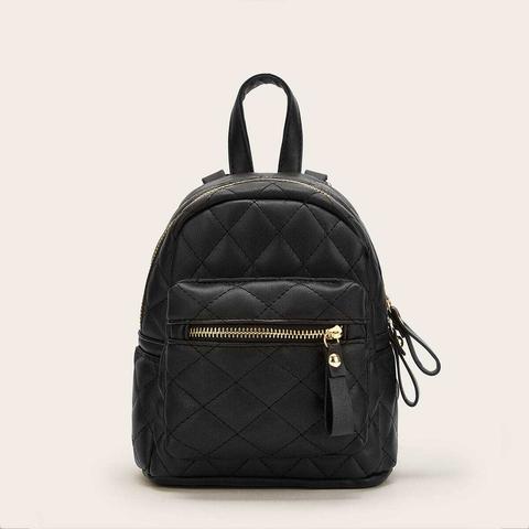 Quilted Zipper Simple Backpack