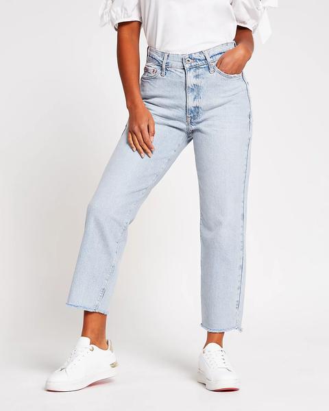 Petite Blue High Waisted Straight Jean