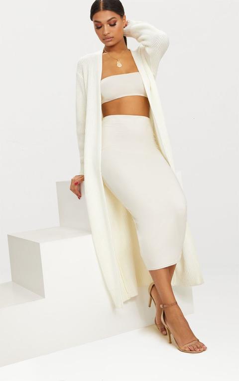 Cream Maxi Knitted Cardigan