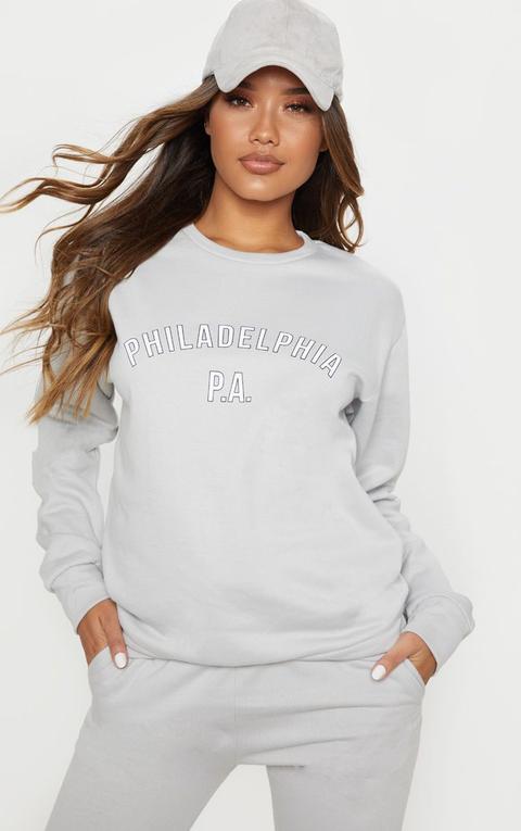 Grey Philadelphia Slogan Sweater