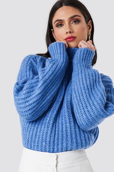 Na-kd Trend Big Ribbed Oversize Knitted Sweater - Blue