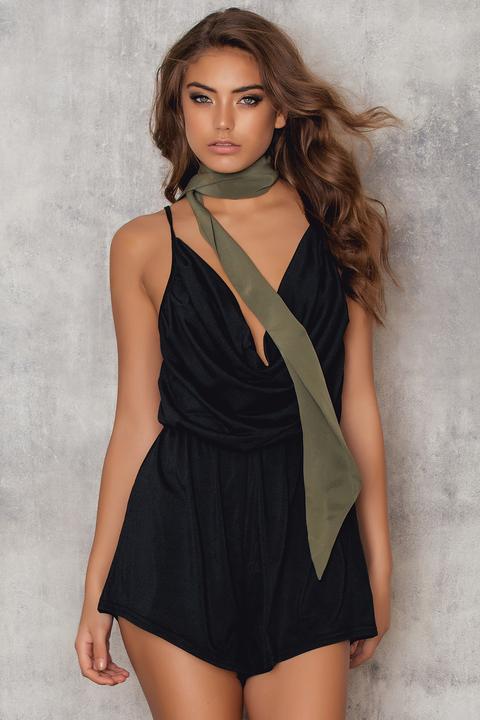 Coloured Draped Romper Black