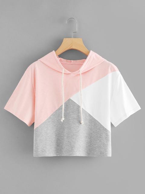 T-shirt Con Cappuccio Color Block