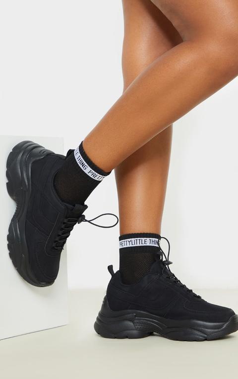 chunky sole trainers black
