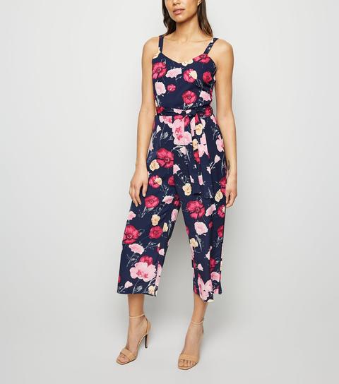 navy floral culotte jumpsuit