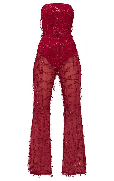 glitter bandeau jumpsuit