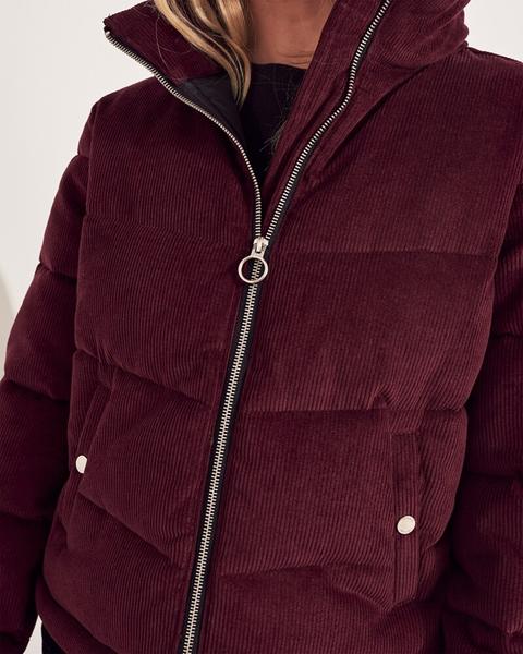 hollister mockneck puffer jacket red