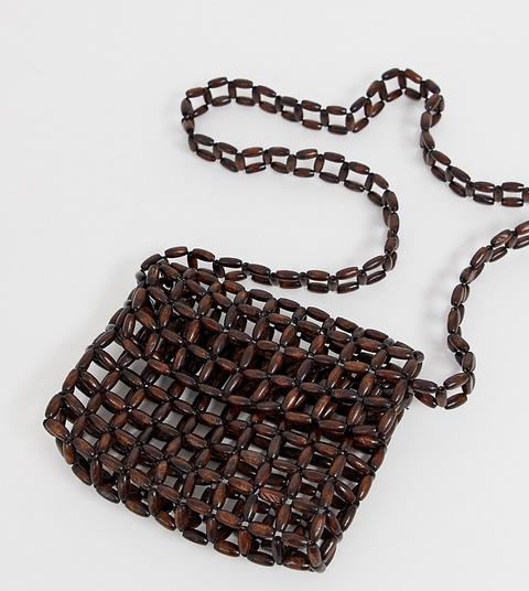 Mango Beaded Shoulder Bag In Brown