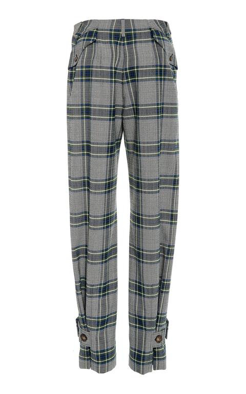 low rise plaid pants