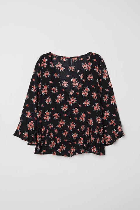 Flounced Blouse - Black
