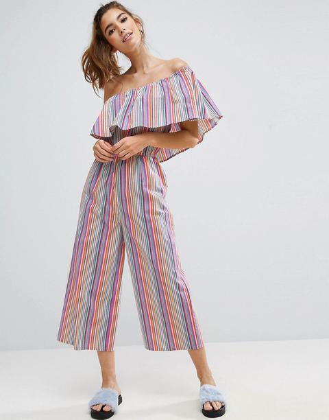 Asos - Tuta Lunga Monospalla Multirighe - Multicolore