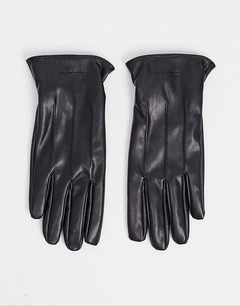 Guantes De Cuero Sintético De Jack & Jones-negro