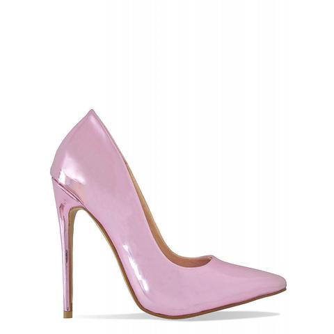 Simone Pink Metallic Stiletto Court Shoes