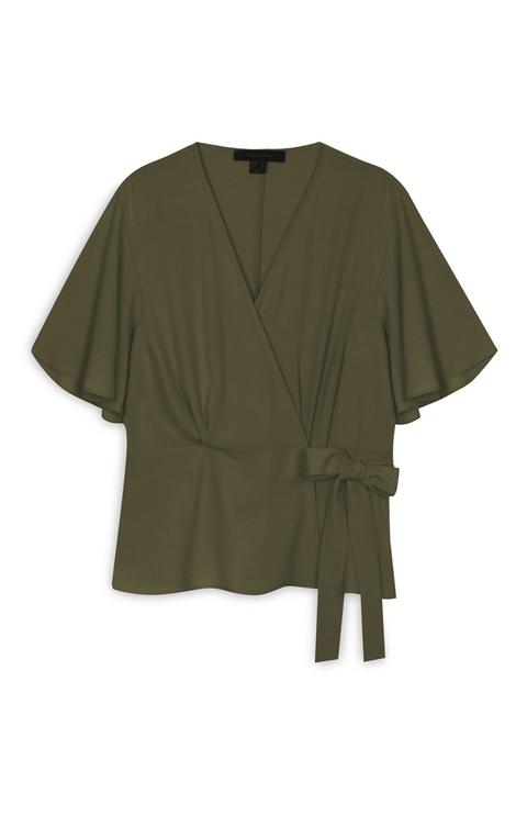 Blusa Cruzada Caqui Estilo Bailarina