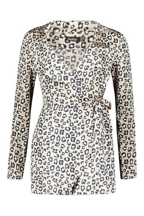 leopard print wrap playsuit